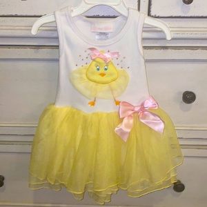 Bonnie Baby boutique Easter 🐣 pink, white & yellow tutu dress onesie 12M 1 year
